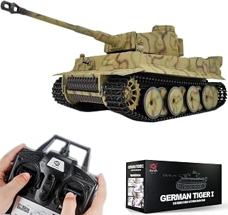 German Tiger I Remote Control Tank Simulation 1/16 Scale RC Tank Vehicle Turret Rotating Gun Barrel Rising/Falling Smoke (3-Color Camouflage Upgrade RC Tank)