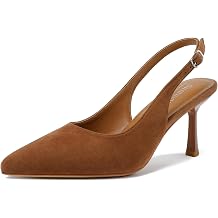 Susanny Slingback Heels for Women Pointed Closed Toe Stiletto Kitten Womens Sexy High Heeled Pumps Stray Casual Dressy Shoes Comfortable Wedding Brida Party Office