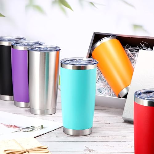 Miniatura 3 de Sieral Paquete de 36 vasos de acero inoxidable de 20 onzas a granel con tapa con aislamiento al vacío de doble pared, taza de café de viaje con