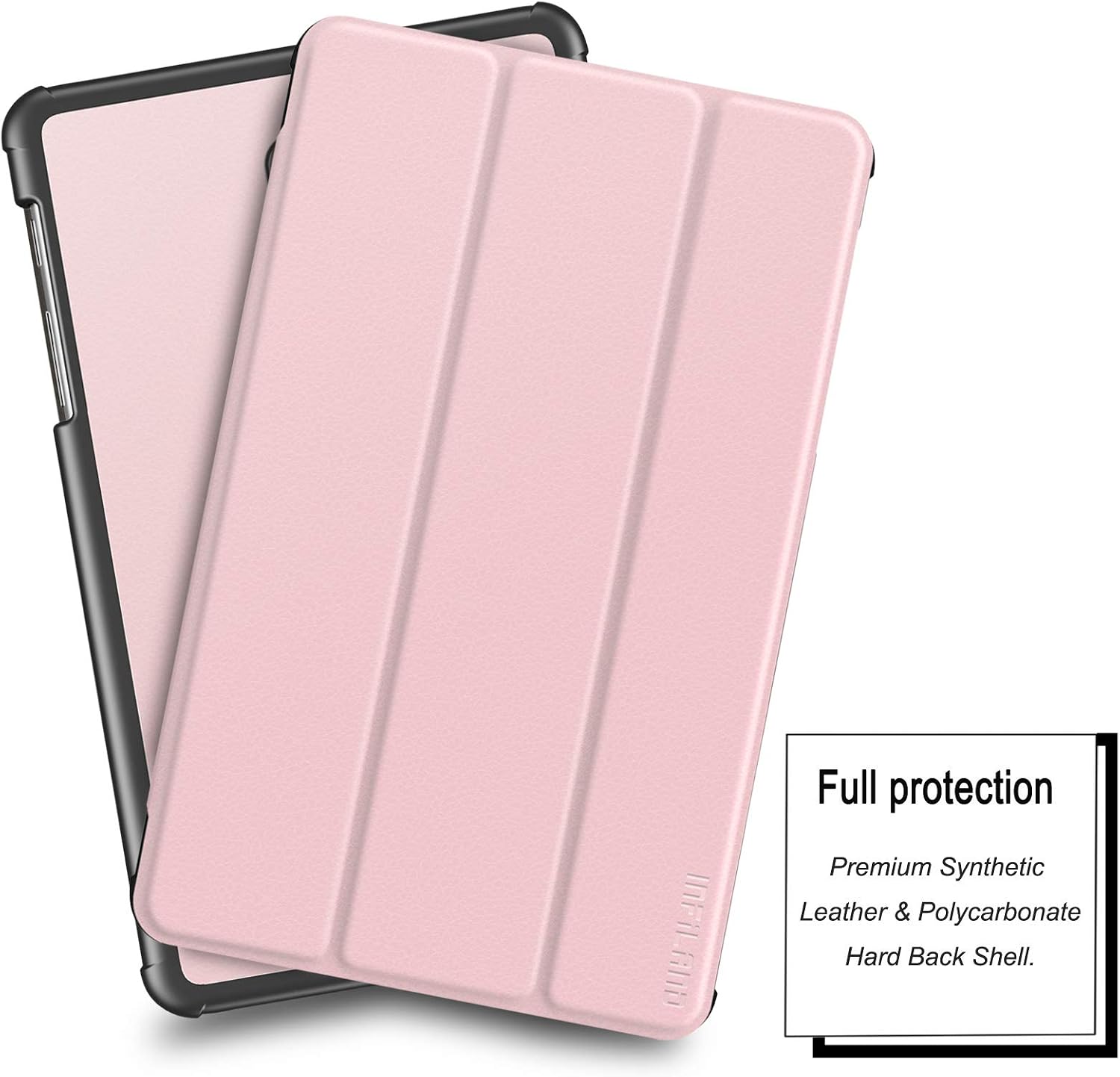 Infiland Galaxy Tab A 8.0 2018 Case, Slim Tri-Fold Shell Case Cover Compatible with Samsung Galaxy Tab A 8 Inch 2018 Release Model T387 Tablet Verizon/Sprint/T-Mobile/AT&T, Rose-Gold