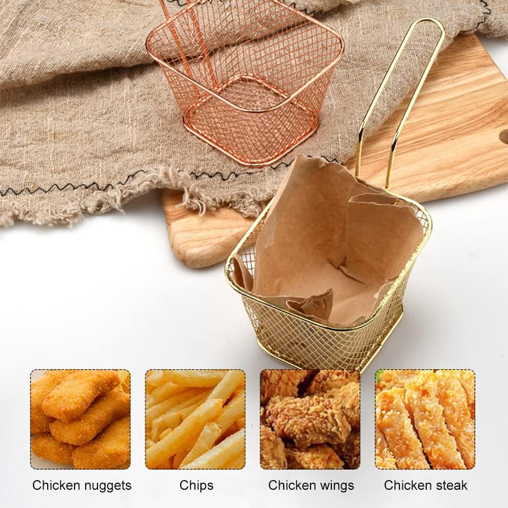 Portable Square Mini Fried Basket French Fries Basket Restaurant Fried Chicken Snack Chips Iron Metal Colander Tool (Color : A) (C)