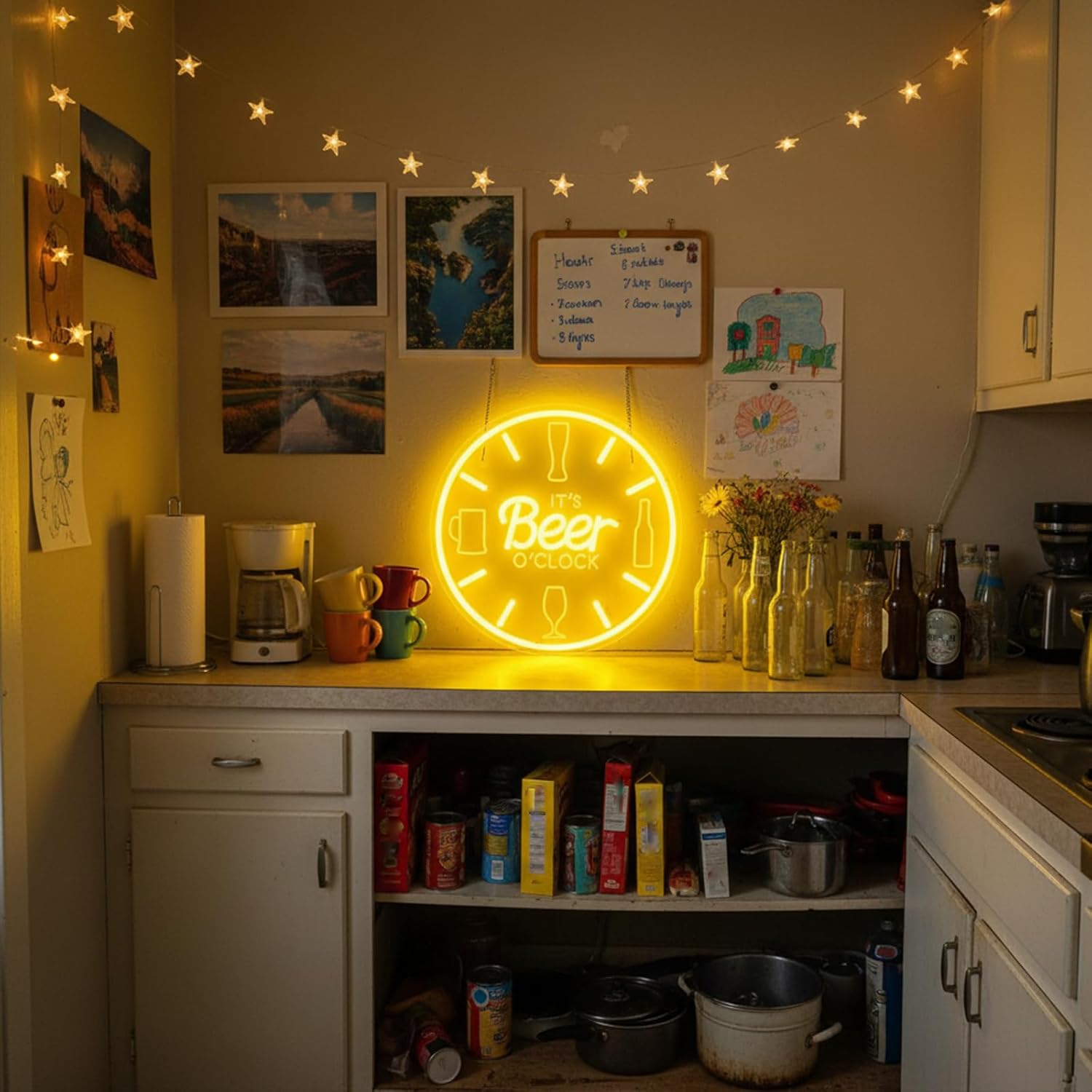 Beer Neon Sign Bar Neon Sign for Wall Decor, LED Dimmable It's Beer O'Clock Neon Light, USB Powered Neon Signs for Man Cave, Home Bar, Basement Bar, Bachelor Party Decor, Pub Wall Decor