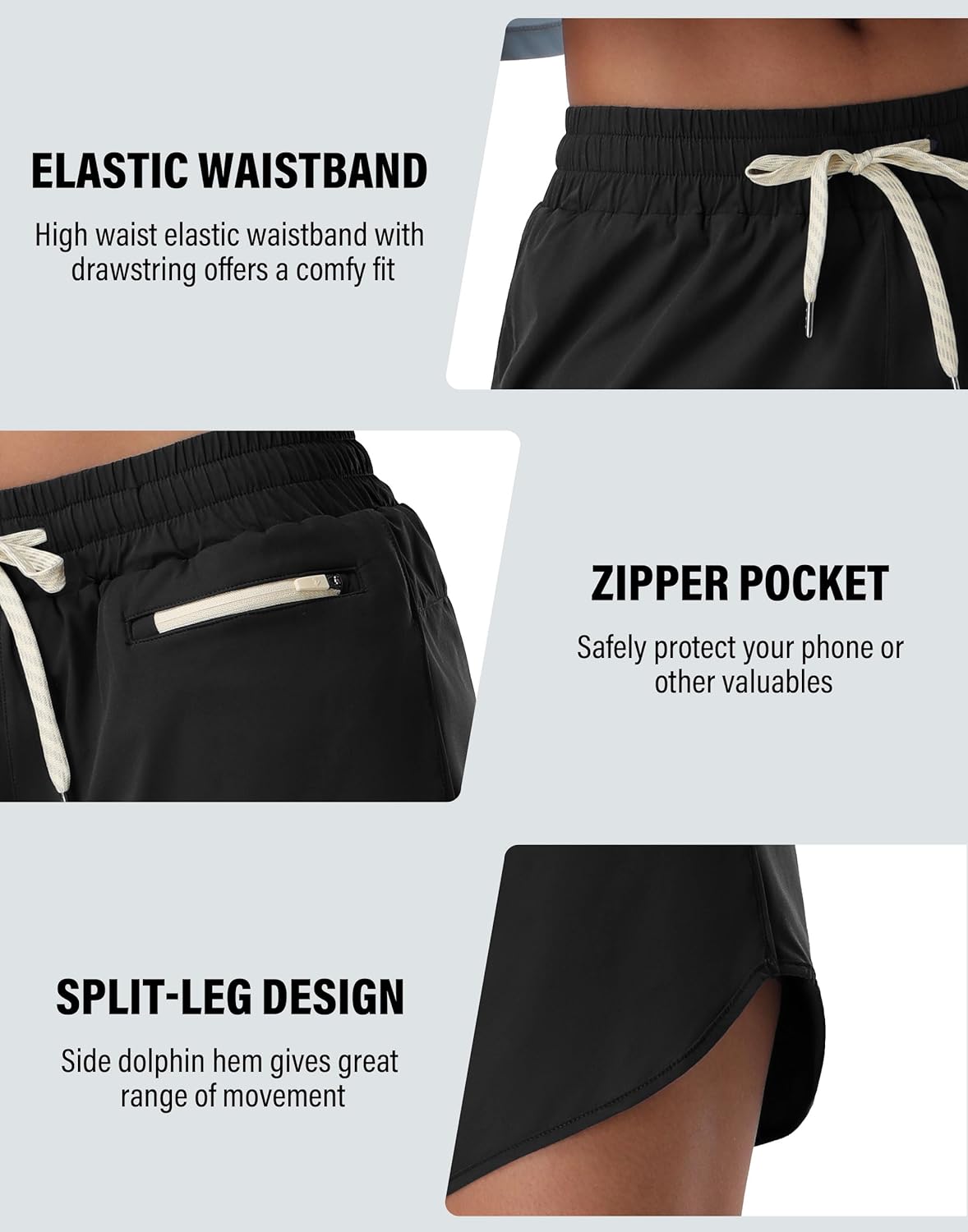 Pioneer Camp Womens Athletic Shorts with Liner 4" Quick Dry Running Gym Shorts Workout Stretchy Active Shorts with Zip Pocket - Image 5