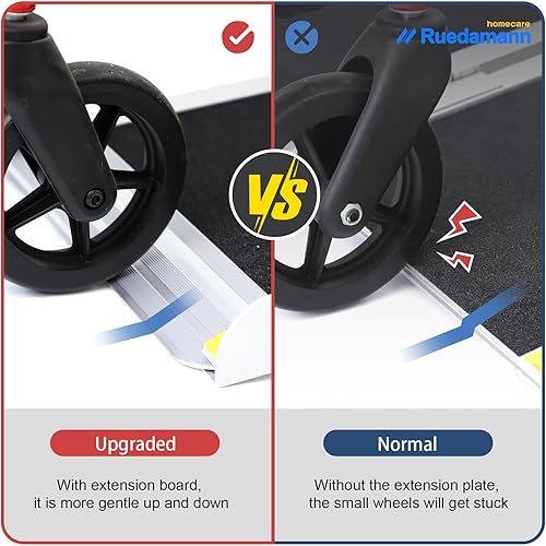 Miniatura 33 de Ruedamann Rampa para silla de ruedas de 2 pies, rampa portátil para silla de ruedas para la entrada del hogar, diseño más ancho, rampas plegables