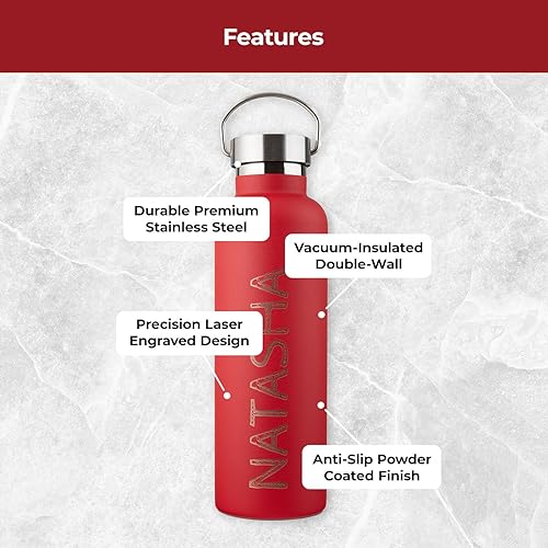 Miniatura 4 de GAM - Botella de agua personalizada con grabado láser, botella de agua de metal de 25 onzas, botella de agua personalizable de acero inoxidable con