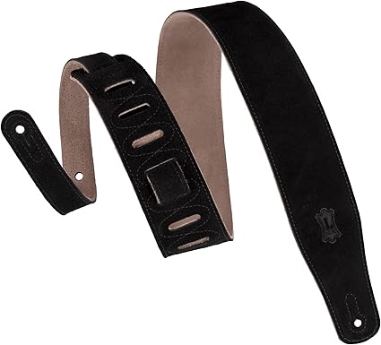 Levy's Leathers Simply Suede Series 2.5" Hand-Brushed Natural Dye Guitar Strap; Black (MS26-BLK)