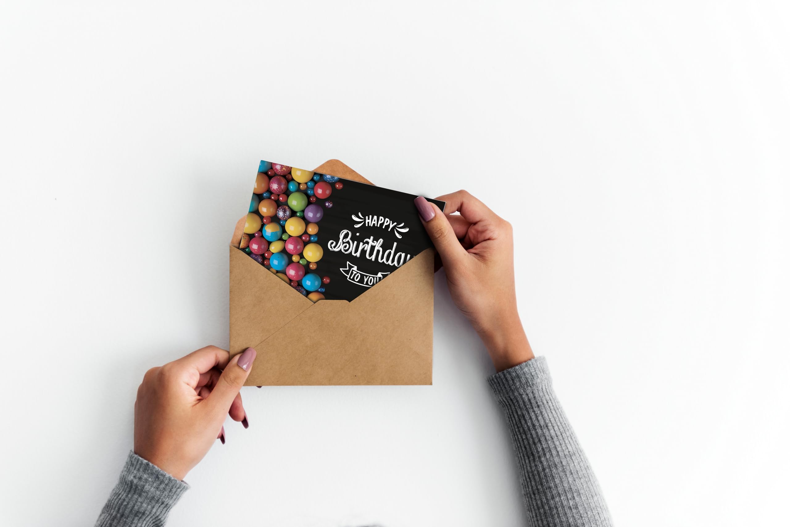 120 tarjetas de feliz cumpleaños a granel, tarjetas de cumpleaños surtidas con sobres de 5 x 7 pulgadas, calcomanías doradas, interior en blanco, 30 diseños únicos, paquete de 120 cajas de cartón