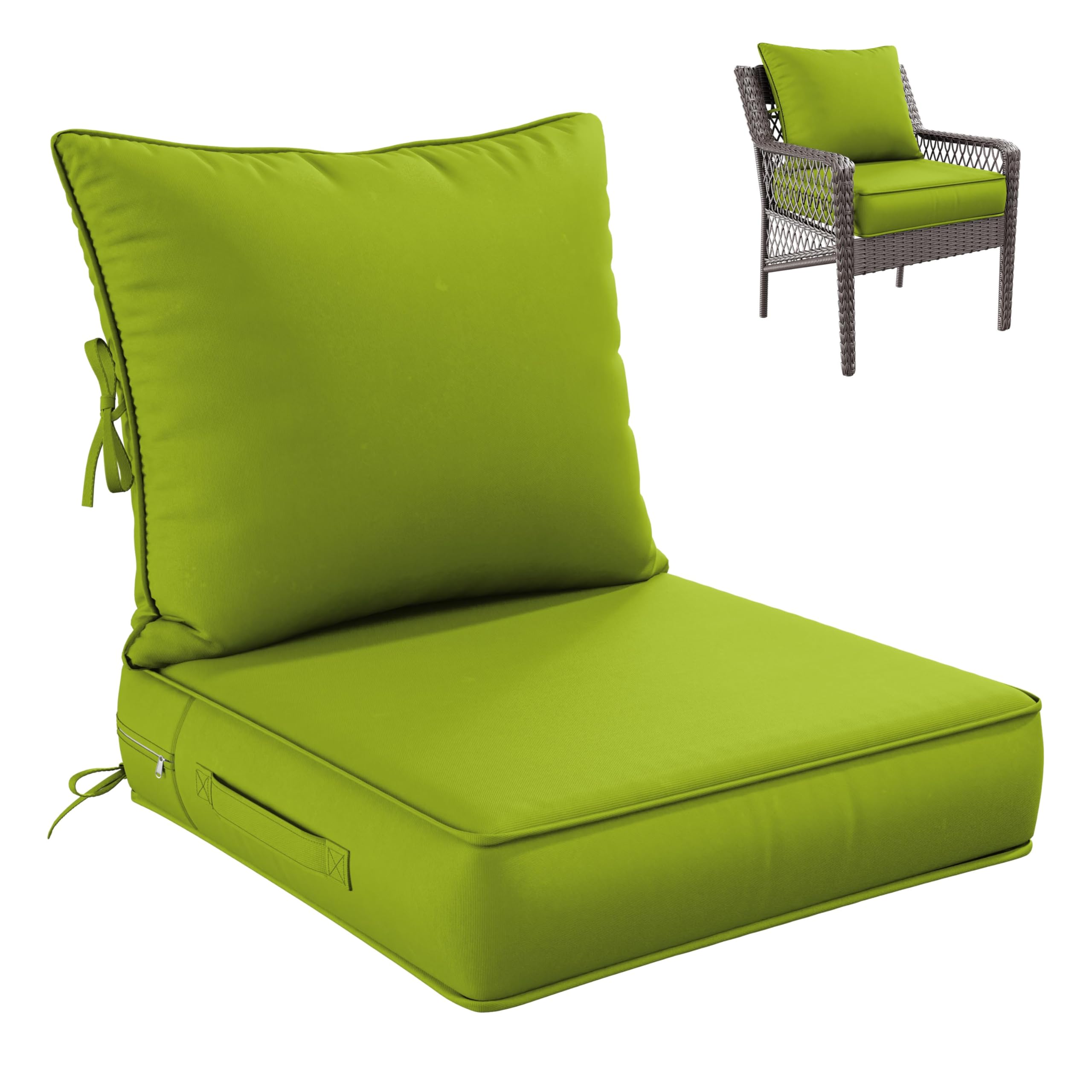 Photo 1 of Pakunoda Premium Outdoor Seat Cushion Chair Cushions for Patio Furniture 24 L X 24 W X 5 H Waterproof & Fade Resistant Deep Seat and Backrest Cushion Set with Removable Covers for Chair, Sofa