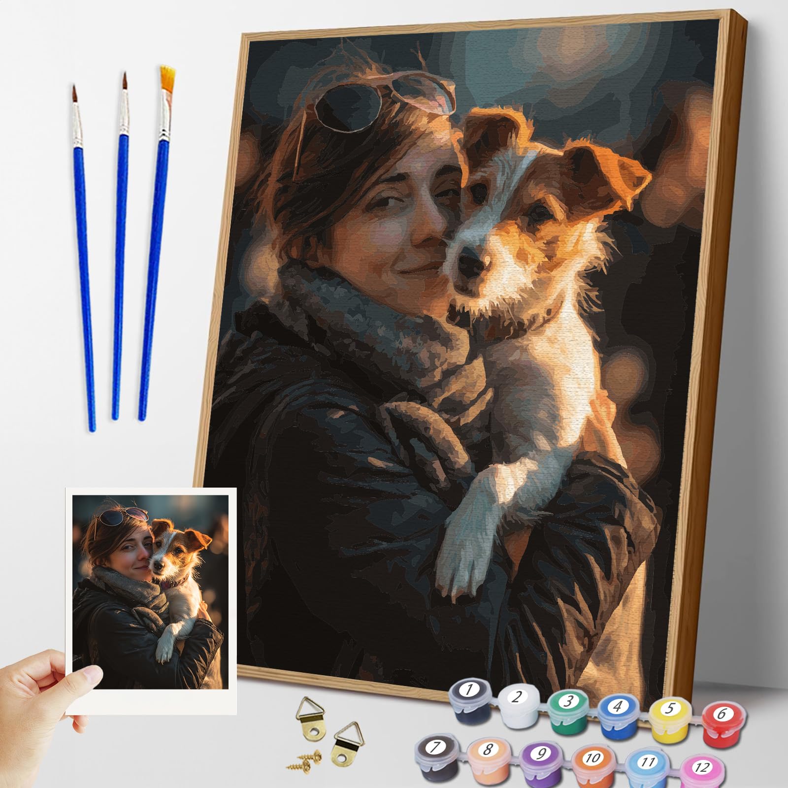 Takuno Personalised Paint by Numbers Kit for Adults Beginner Custom Canvases for Painting Framed Oil Painting Kit from Photo Gift for Birthday Valentine Parent Friend Lover(50x50 cm)