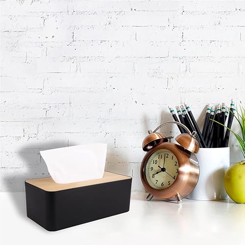 Miniatura 5 de MOCHTERO Funda para caja de pañuelos, soporte para caja de pañuelos para baños, placa de cubierta de bambú, hogar y oficina, 9.7 x 5 x 3.6 pulgadas