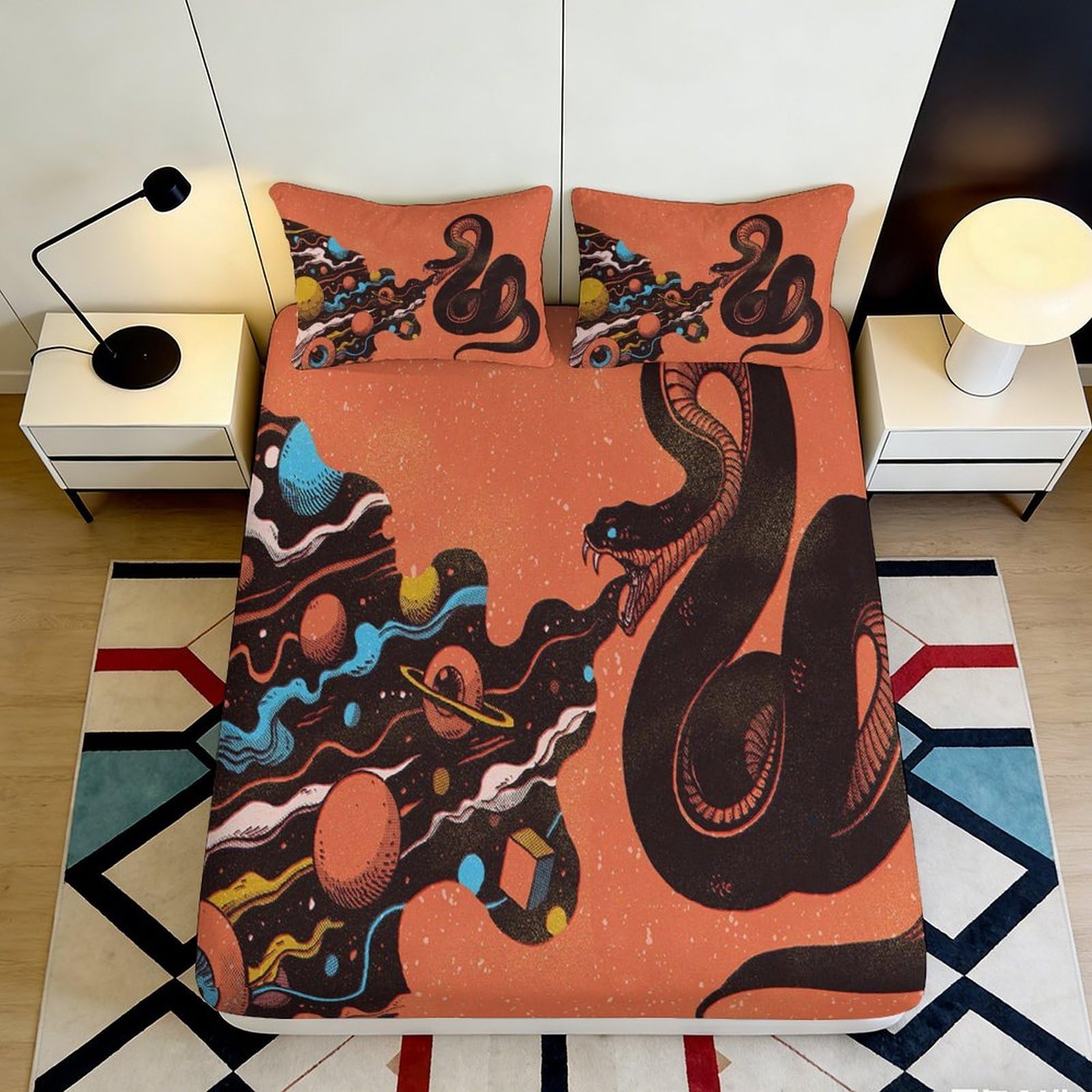 Jqzkxnhpbr Style-7 3D Printed Abstract Snake Fitted Sheet Microfiber Soft Bedroom Decor Artistic Mattress Cover For Home Dorm 90X200x25cm
