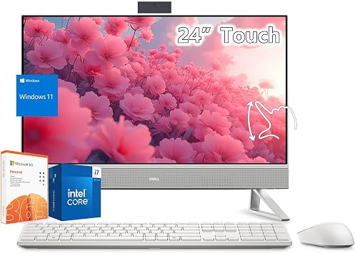Dell-All in One Desktop-Computer Touchscreen-24 inch FHD IPS Display -Intel Core 7 150U Beat i7-1355U- 32GB RAM -1TB SSD -Windows 11 Office 365 One Year -Wired Keyboard Mouse Set -Home Business
