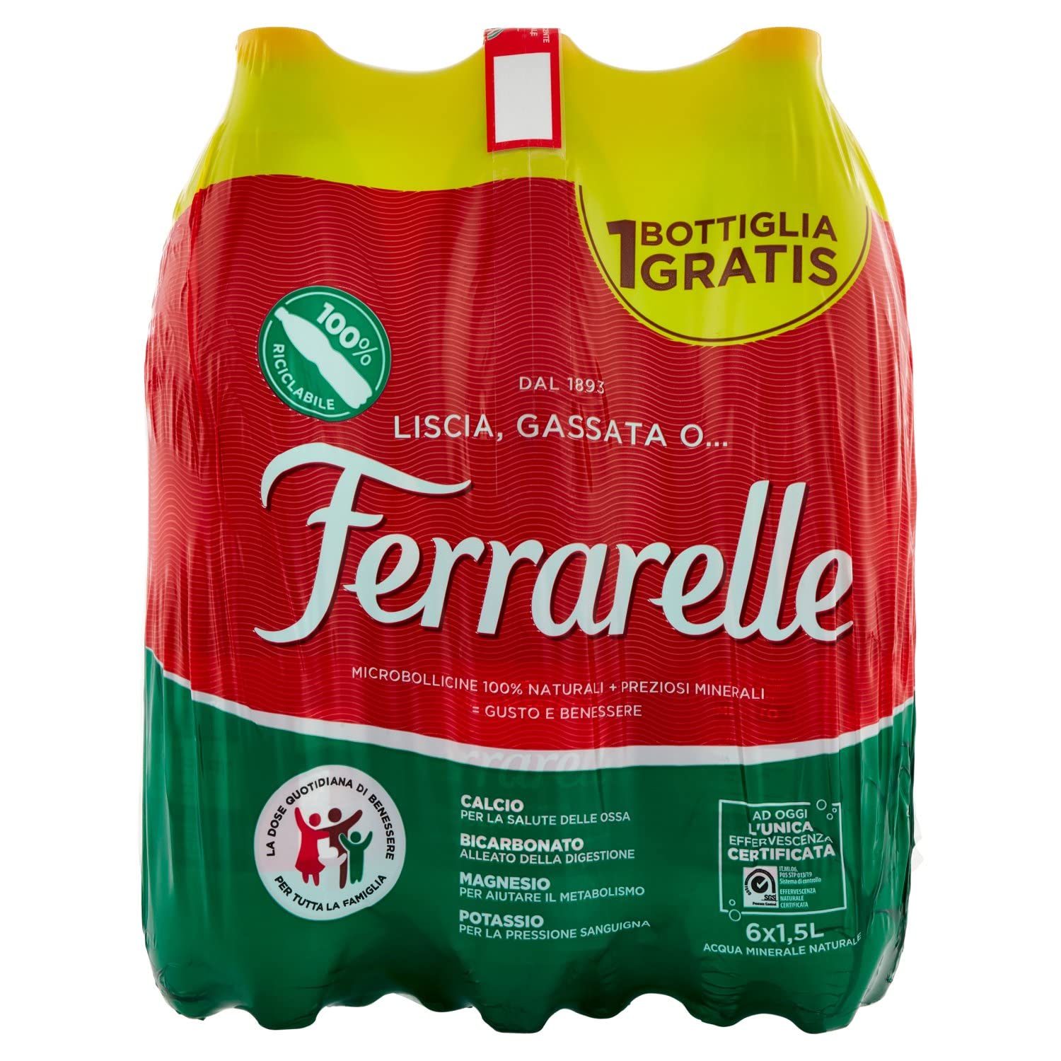 Ferrarelle Effervescent Natural Water, 6 x 1.5L