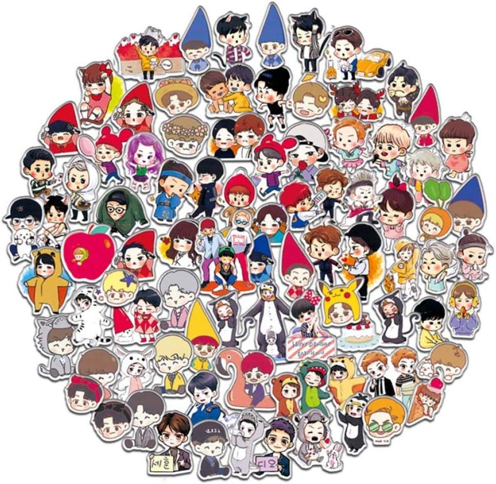 HasiDun Unusual Kpop BTS Bubble Stickers BTS 3D Stickers Cartoon Handpainted Q Version Sticker for Luggage Laptop Phone Notebook for Kid (H17:EXO(100PCS)) in fine Style(None Picture Color)