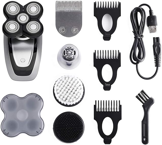 Electric Shaver Razor for Men Bald Head Shaver 5 in 1 Kit Hair Clippers Nose Hair Trimmer, Hair Razor for a Perfect Bald Look, Cordless and Waterproof Quick USB Rechargeable