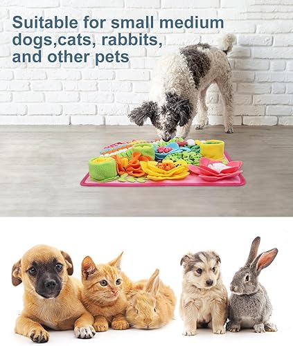 Miniatura 7 de Tapete de olfateo para perros, gatos, conejos, tapete de alimentación de golosinas para mascotas, 15.4 x 15.4 pulgadas para pequeños y medianos