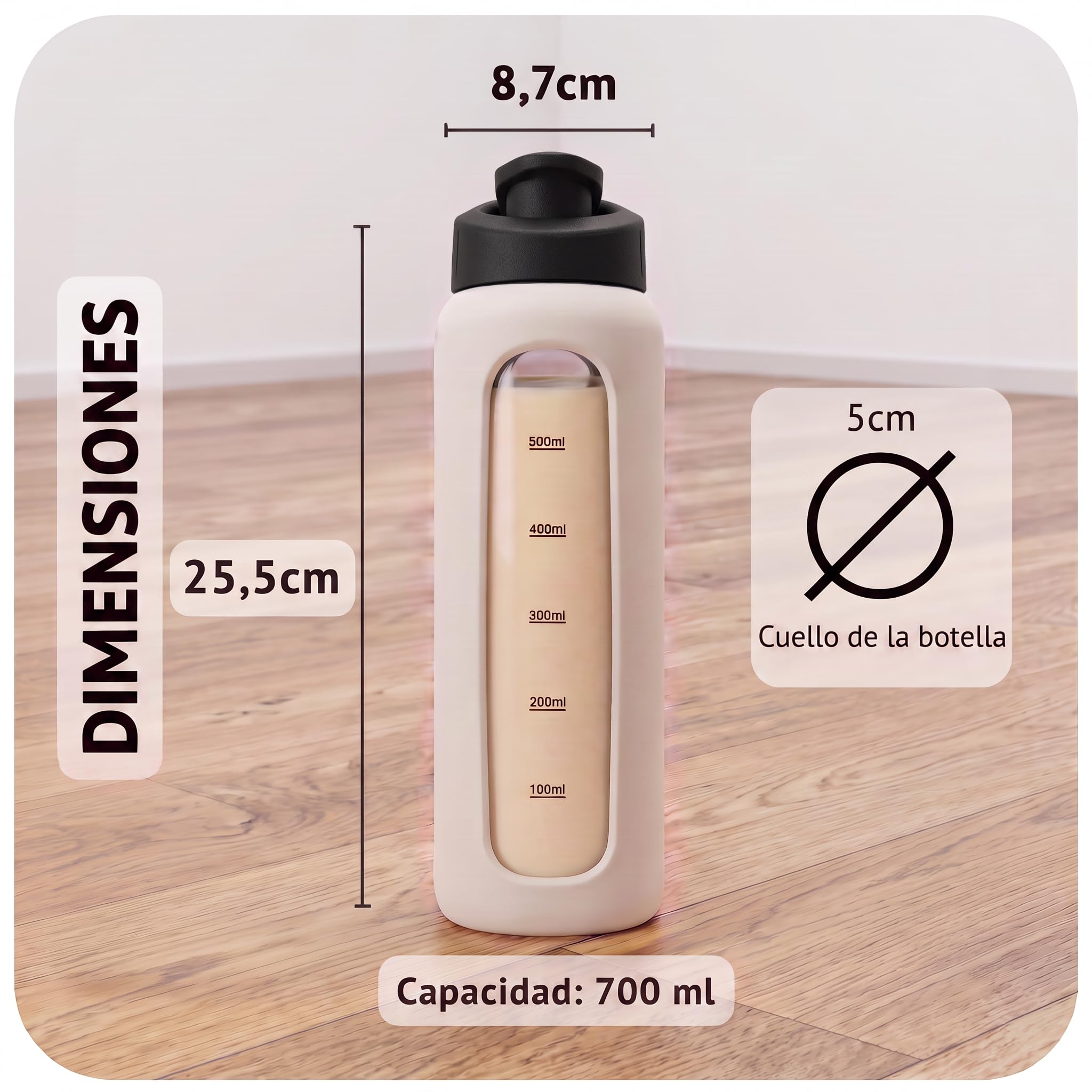 Pack de 3 mezcladores de proteínas de cristal Violeta, verde pastel y beige – Sin BPA, sabor neutro - Con bola espiral