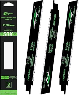 Carbide Reciprocating Saw Blade, for Sawzall Carbide Blades, for Sawzall Metal Cutting Blades, for Thick Metal, Cast Iron, Alloy Steel (9-Inch, 3-Pack)