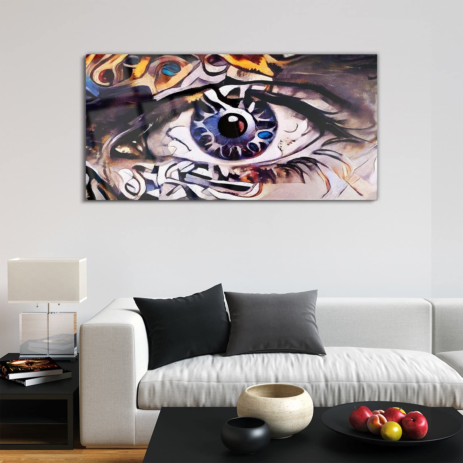 Coloray Pintura acrílica 120x60cm Sala De Estar Vidrio Acrílico Cuadro De Pared Mural Arte - Acuarelas de abstracción