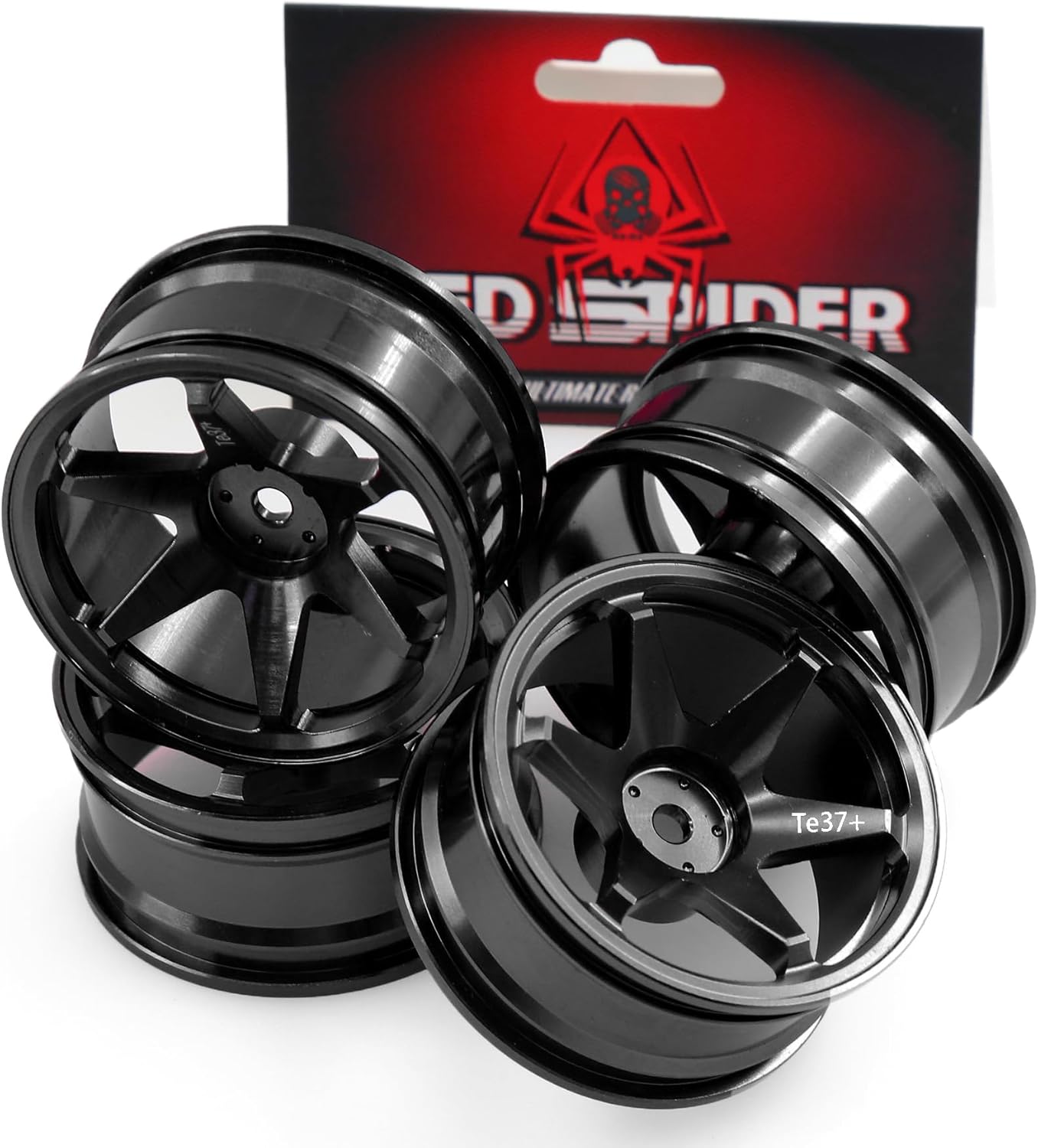 REDSPIDER • 1/10 RC Drift Wheels Rims 12mm Hex Alloy Aluminum for 1:10 Scale Rally Racing Car Tires Tamiya TT01 TT02 XV01 TA06 A959 PTG2 HPI KYOSHO HSP PTG2 Touring Street Tyres 4PCS (Black)