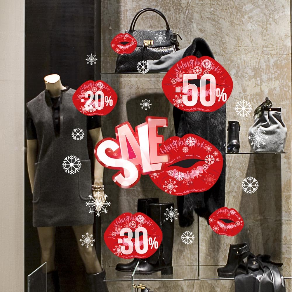 Window sticker transparent UVSD0216 amovible pour fenêtres et vitrines de soldes d'hiver