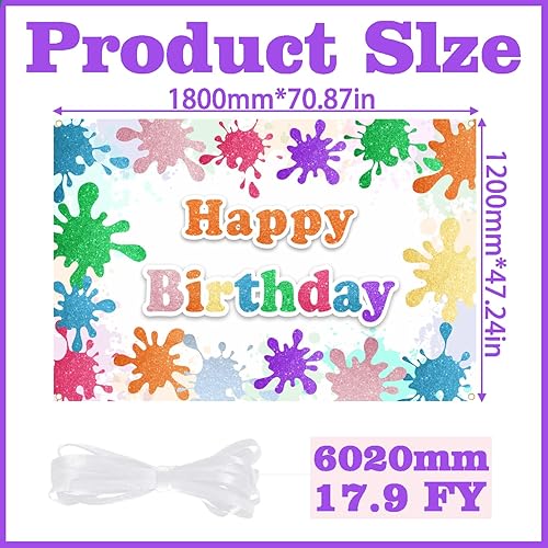 Miniatura 4 de Splash Paint - Cartel de fotografía de feliz cumpleaños, fiesta de cumpleaños, fiesta de baby shower, o fiesta de slime, fondo de cabina de fotos,