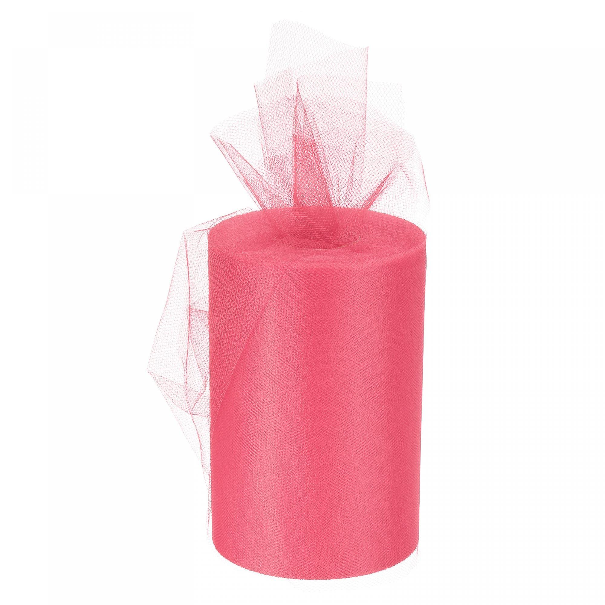 sourcing map 6 Inch 100 Yards Tulle Ribbon Rolls Pastel Netting Fabric Net Cloth for Gift Wrapping Christmas Wedding DIY Crafts, Light Red