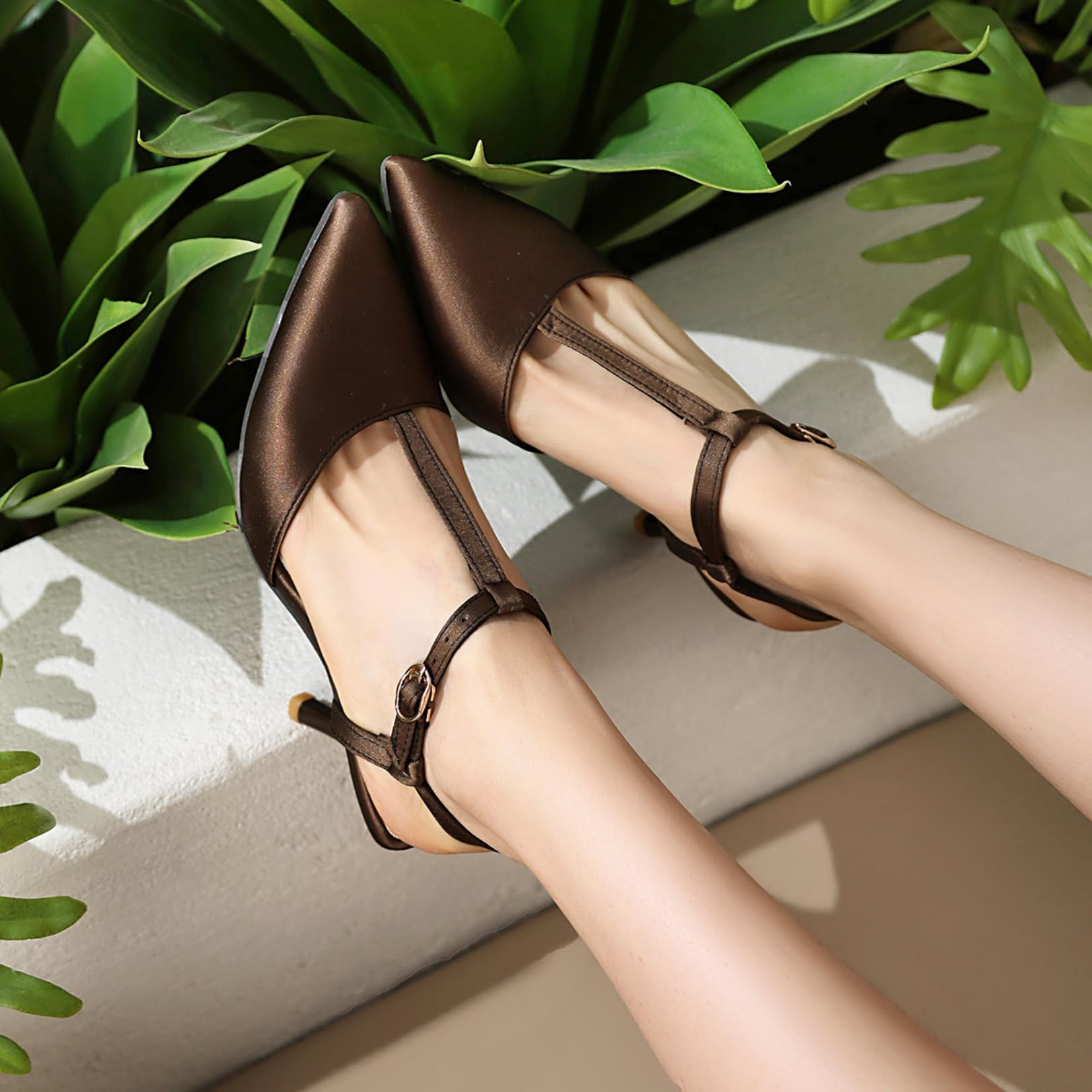 Genérico Sandalias Mujer con Tira En T, Slingback Y Tacón Alto, Punta Fina Y Cierre con Hebilla, Zapatos para Invitada De Boda, Fiesta, Graduación, Cóctel, Noche Y Ceremonia
