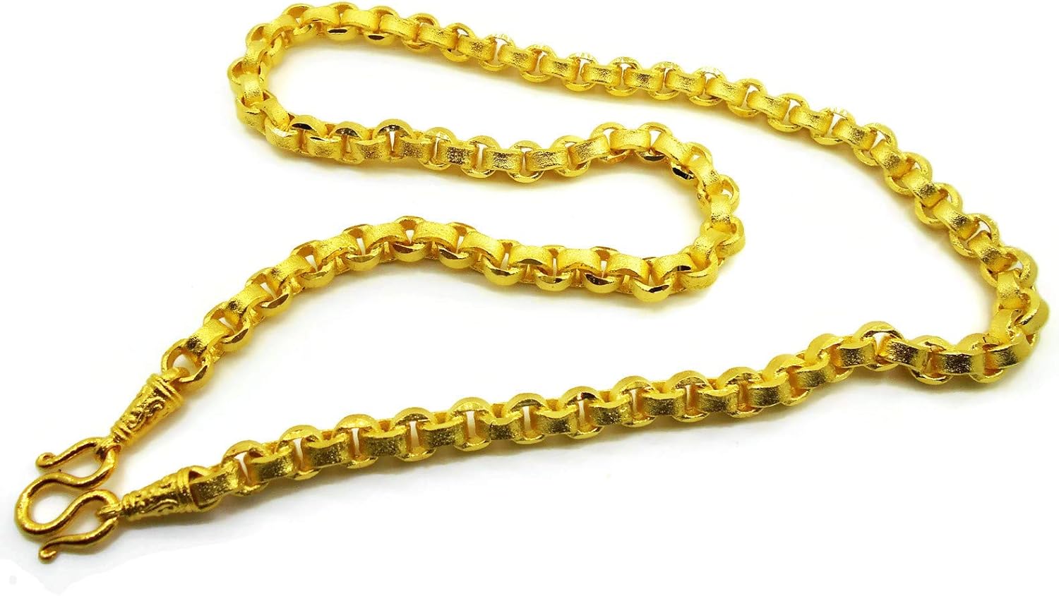 Chain Gold Plated Heavy Necklace 22k 23k 24k Thai Baht 150 Grams 26 Inches Width 9 mm Jewelry Men's Women