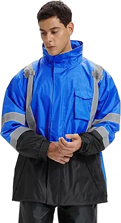 SRsafety High Visibility Rain Gear, Class 3 High Visibility Work Rain Gear for Men, Construction Rain Suits