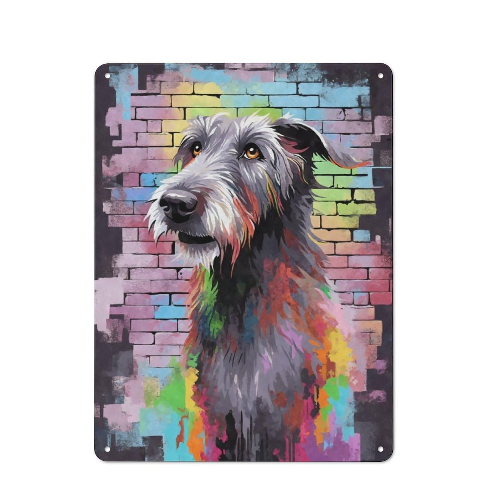 Junmoney Irish Wolfhound Graffiti Vintage Tin Sign 40X30cm With For Dining Room Or Kitchen, For Vintage Wall Decor Fans, For Metal Sign Collectors