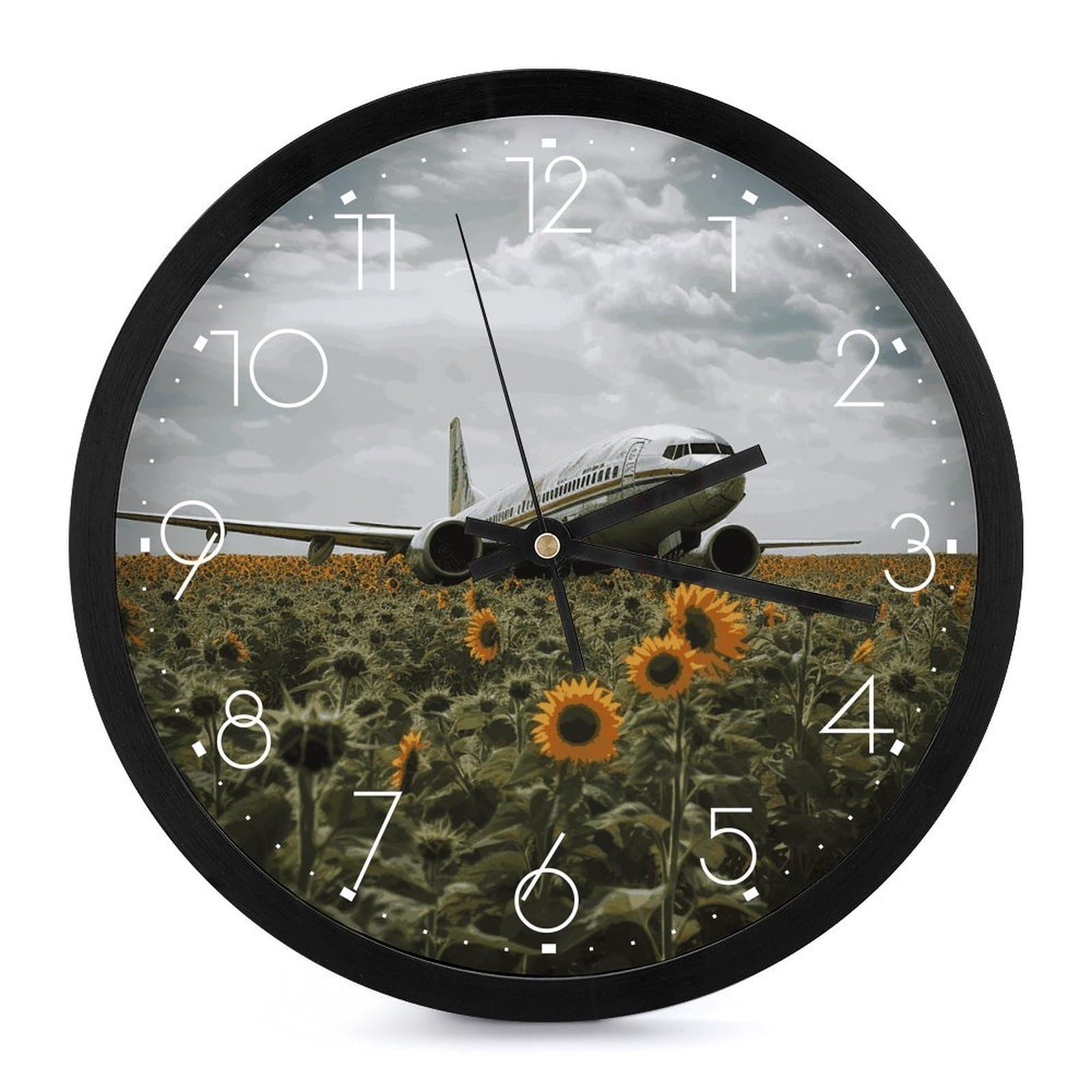 Horloge murale silencieuse pour salon ronde de 25,4 cm affichage analogique décoratif