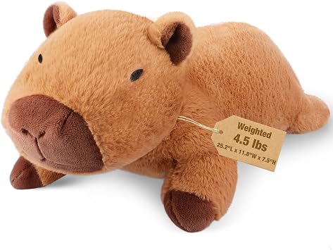 Bobbie & Laxi 25" & 4.5 lbs Capybara Weighted Stuffed Animals, Cuddly & Soft Kids Plush Toy Pillows for Companion with Removable Ceramsite Bag, Gifts for Adults, Kids, Boys and Girls
