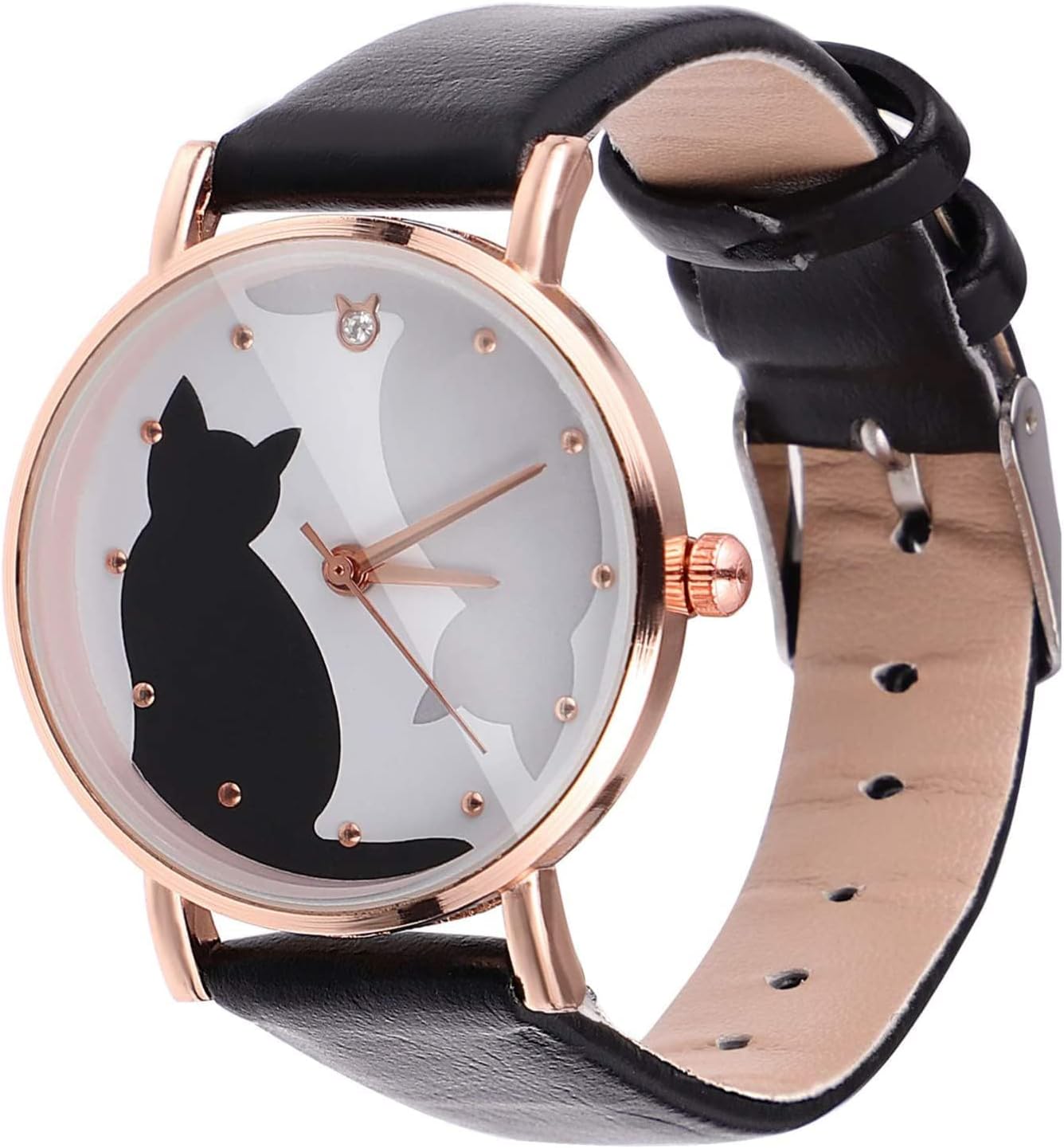 ELECDON Women's Watches, Cute Cartoon Cat Wrist Watches Girls, Simple Harajuku Style Belt Quartz Women's Watch, for Girls Ladies Women Students, Creative Quartz Wristwatches Woman Bracelet