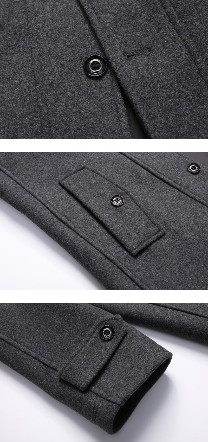 Cappotto Invernale Da Uomo In Lana Trench Spessi Lunghi Fino Ai Fianchi Cappotto Imbottito In Lana Da Uomo Caldo con Doppio Colletto Rimovibile Soprabito Monopetto Cappotto Da Lavoro