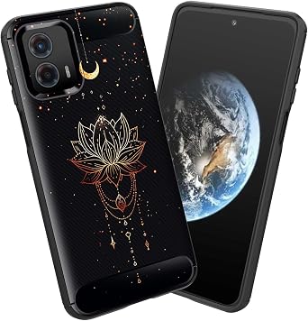 for Moto G Power 5G 2025 Case,Soft TPU Slim Fashion Anti-Fingerprint Non-Slip Protective Phone Case Cover for Motorola Moto G Power 5G 2025,Lotus with Moon and Stars