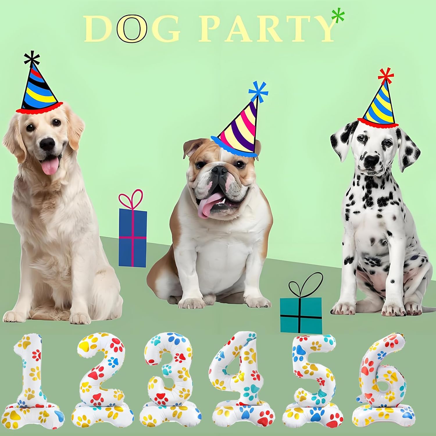 Toy Cartoon Inspired Story Number 1 Balloons 16inch Dog Paw Print Balloons Foil Ballon with Base For Birthday Party Decor Celebration Backdrop Festival Anniversary Graduation Background Decoration