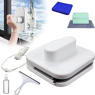 zxbaers Magnet Window Cleaner Tool, Magnetic Glass Cleaner with Anti-Falling Rope for Glass Thickness 3-10MM, Window Cleaner Magnetic Double Sided Glass Wiper with Window Track Cleaner