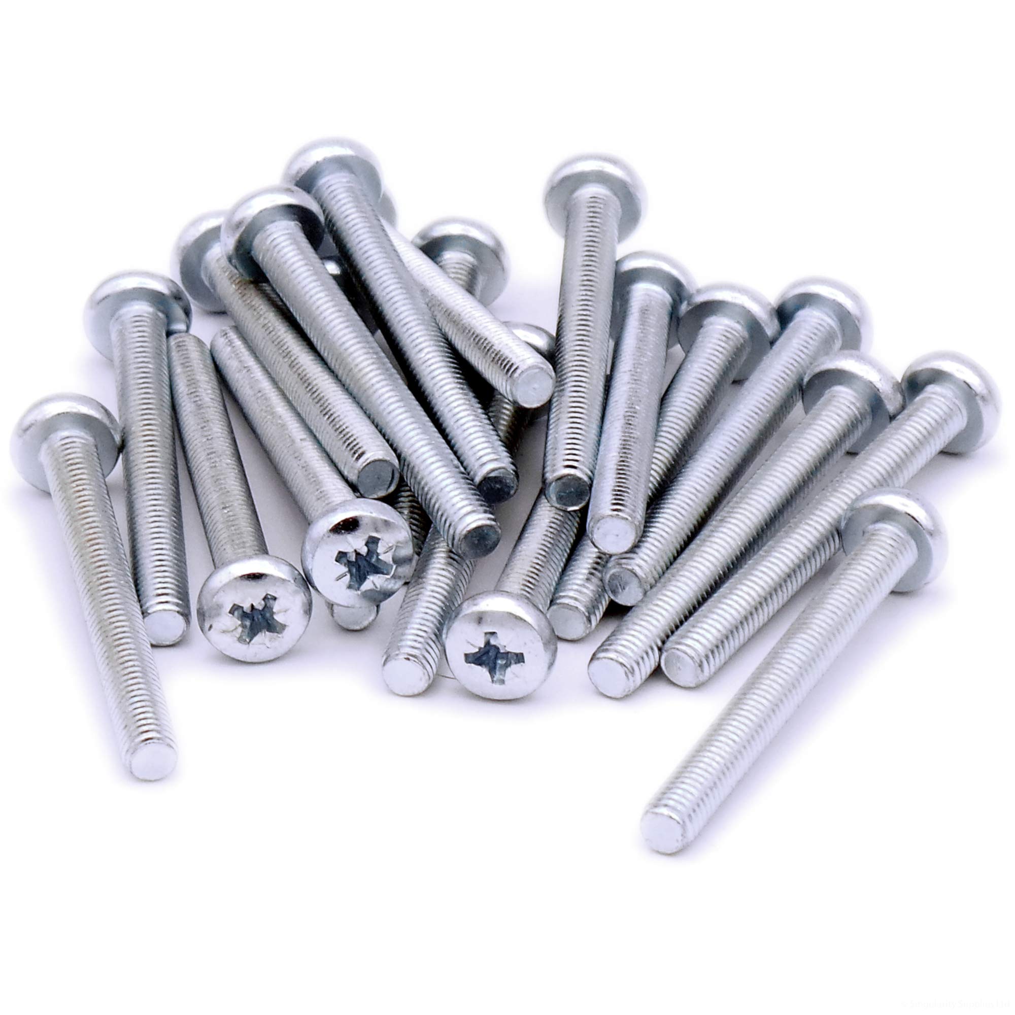 Singularity Supplies Silver M5 (5Mm X 40Mm) Pozi Pan Machine Screw (Bolt) - Steel (Pack Of 20)