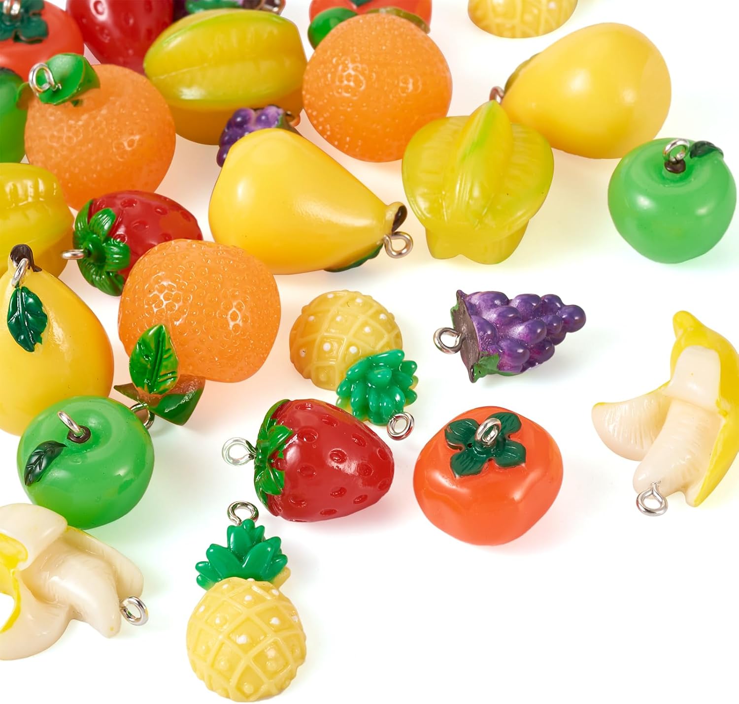 Craftdady Fruit Dangle Charms Pendants Cute Resin Food Pendants Apple Orange Pineapple Strawberry Pendants Lovely Vegetable Mushroom Charms for DIY Craft Earring Bracelet Necklace Jewelry Making - Image 8