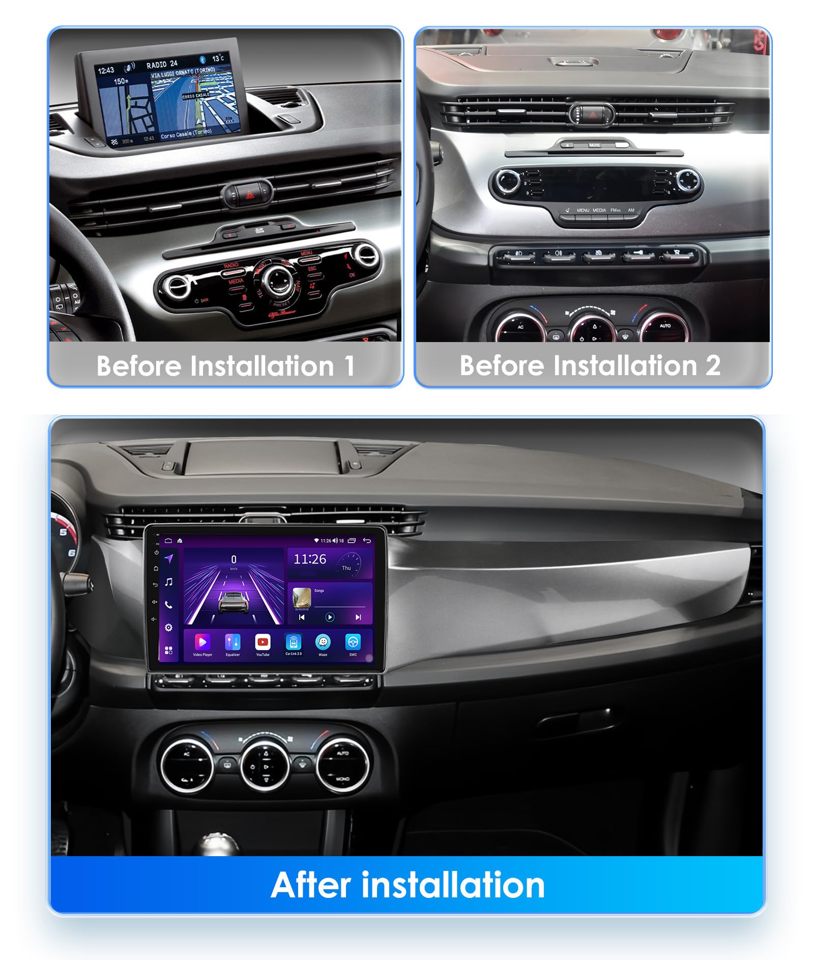 M150s~2/64gb,Android 15.0 Autoradio 2 Din Stereo con 4G 5G WiFi Carplay Android Auto per Alfa Romeo Giulietta 2010-2014 GPS Navi 9 Pollici Tablet Lettore MP5 Multimediale FM BT Receiver