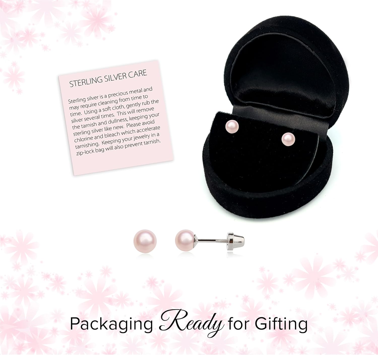 Precious Pieces Girls 14K Gold Plated or .925 Sterling Silver 4-5mm Cultured or Simulated Pearl Earrings with Safety Screw Backs for Babies, Toddlers, Teens, or Women