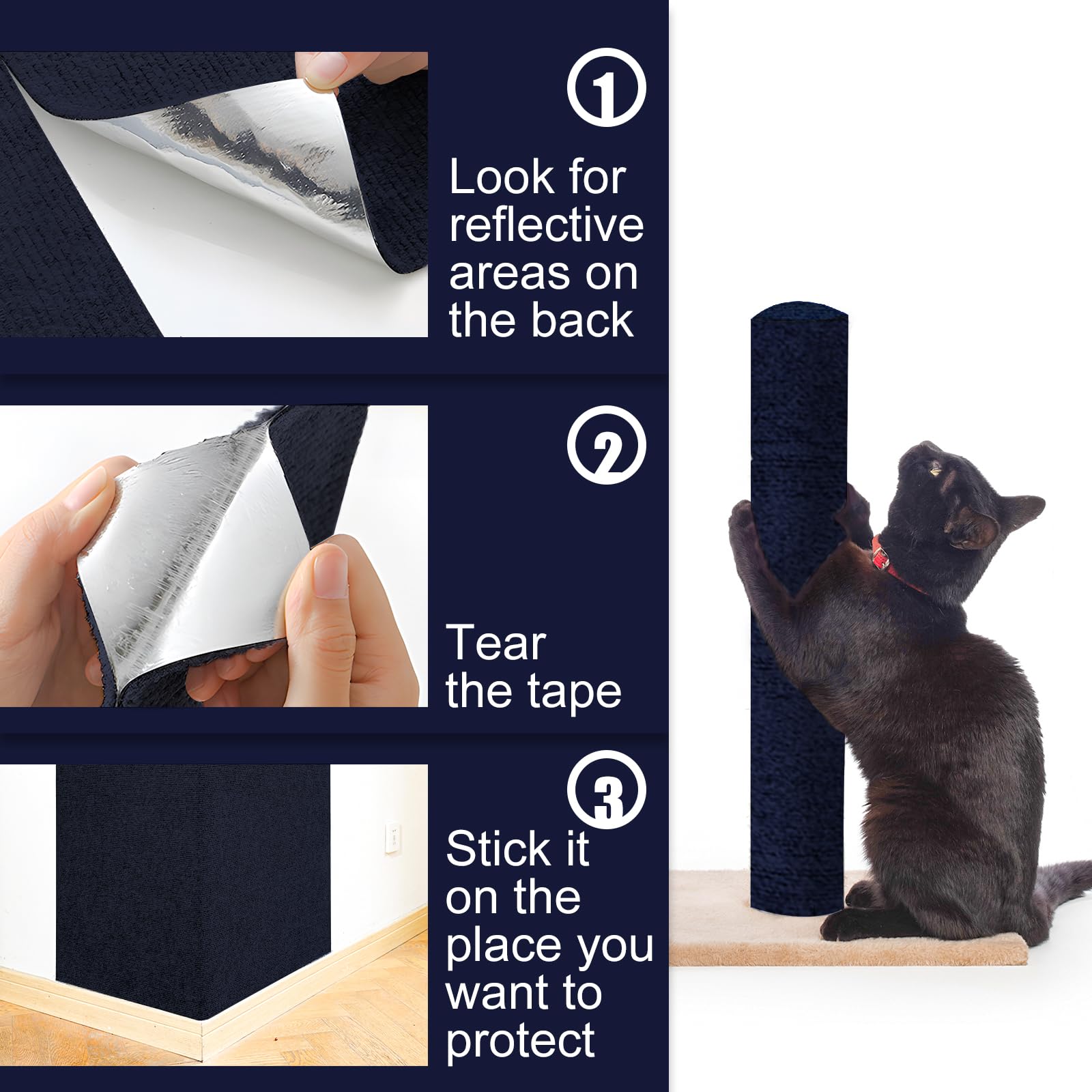 Autoadhesivo Pared Sofa Tapete Rascador Gatos Autoadhesivo 200x40cm -  Protector Sofá Pared Alfombrilla Protector Muebles Garras Gato, image size:1600x1600