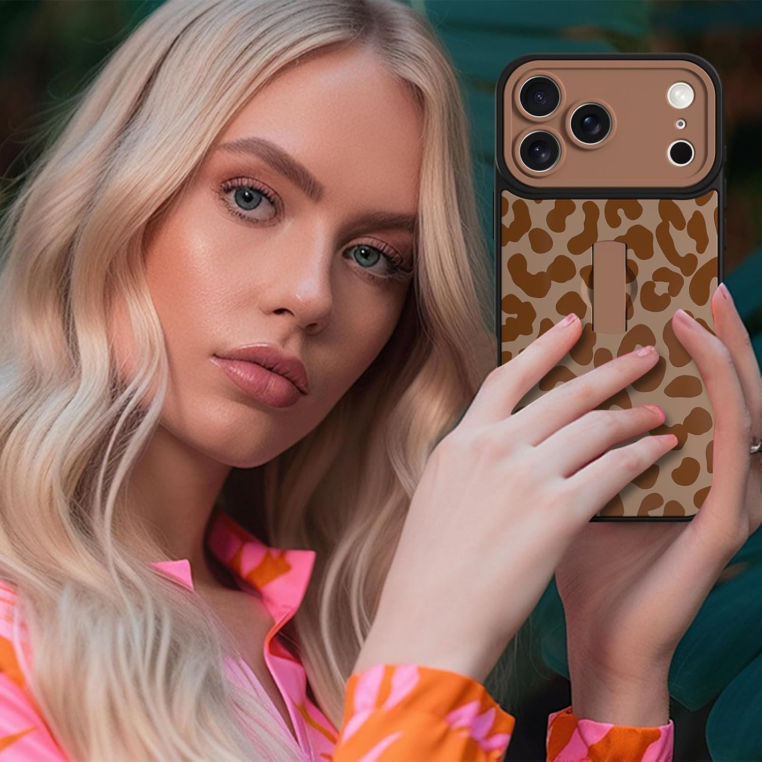 Compatible with iPhone 17 Pro Max Case with Finger Hand Strap Kickstand, Trendy Cool Leopard Cheetah Print Phone Case for Women Men, Full Camera Protection Shockproof Protective Cover, Brown - Image 6