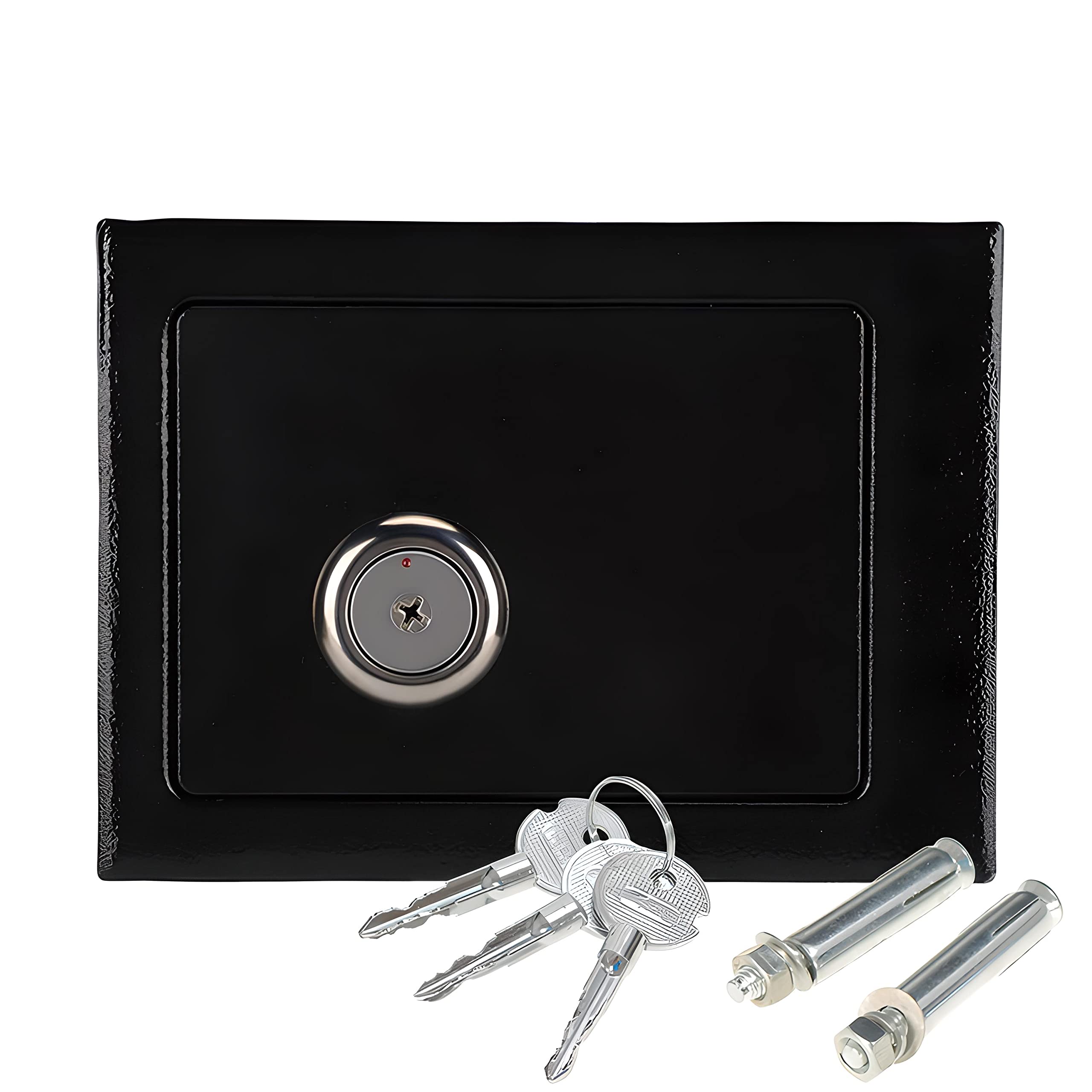 Retoo Tresor mit Doppelbartschloss, Möbeltresor, Safe mit 3 Schlüssel 17 x 23 x 17 cm, Stahl, für Dokumententresor, Wand Safe, für Zuhause, Geldschrank, Panzerschran Zahlenschloss