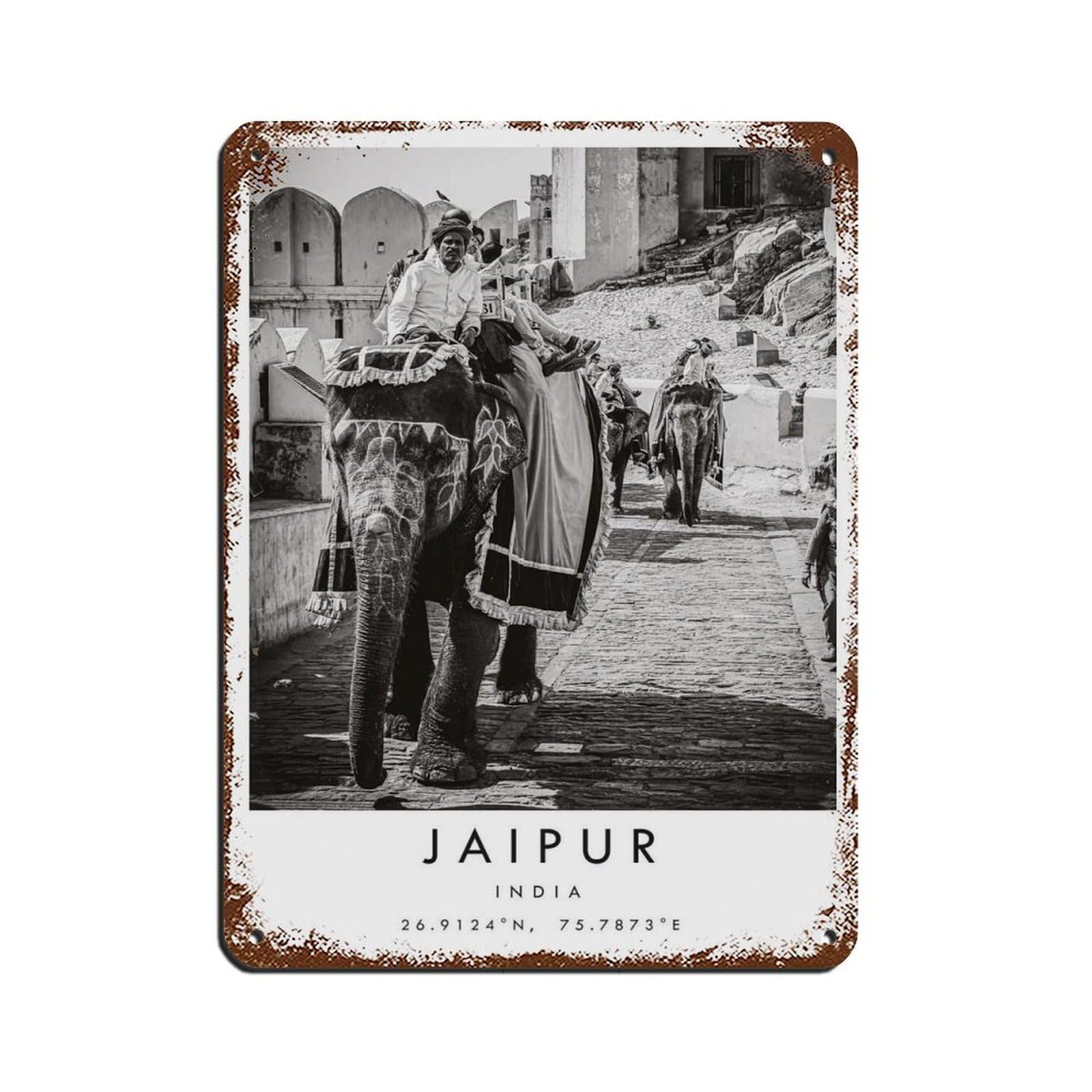 Jaipur Travel, India Poster Retro Poster Metal Tin Sign Chic Art Retro Iron Painting Bar People Cave Cafe Family Garage Poster Wall Decoration 12x16inch(30x40cm)