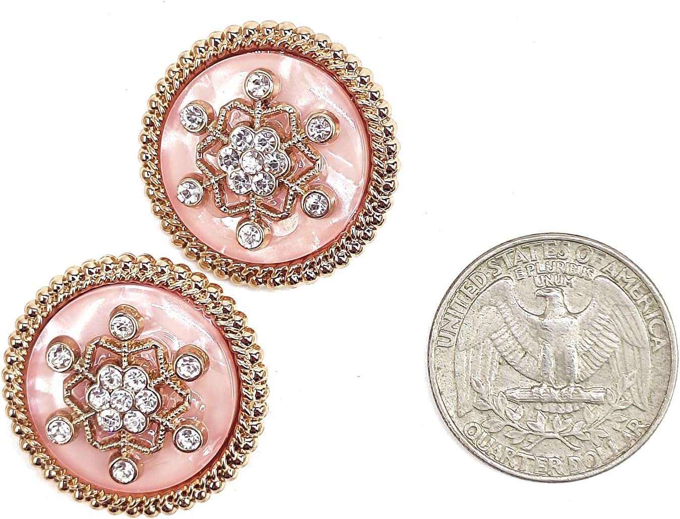20 pcs Enamel Camellia Pink Shiny Powders Metal Shank Sewing Buttons for Coats -25mm -1"