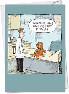 NobleWorks Sore Gingerbread Man - Get Well Greeting Card with Envelope (4.63 x 6.75 Inch) - C2609GWG