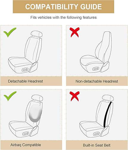 Miniatura 6 de AOOG - Fundas de cuero sintético para asientos de auto, funda universal antideslizante de cojín de vehículo, protectores impermeables, par delantero