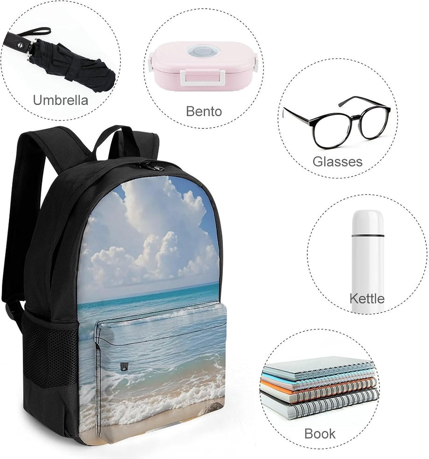 Portable Beach Backpack with Front & Side Pockets image 4
